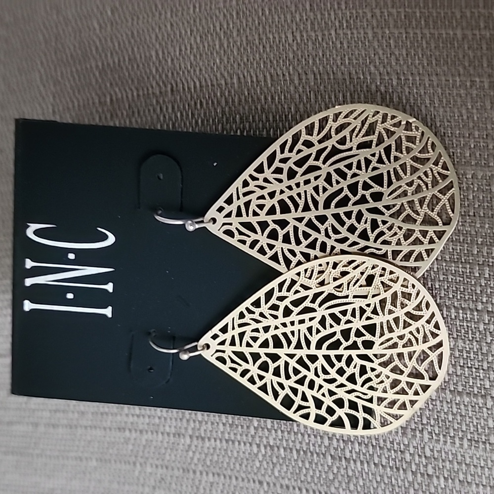 New INC Gold-Tone Filigree Teardrop Earrings